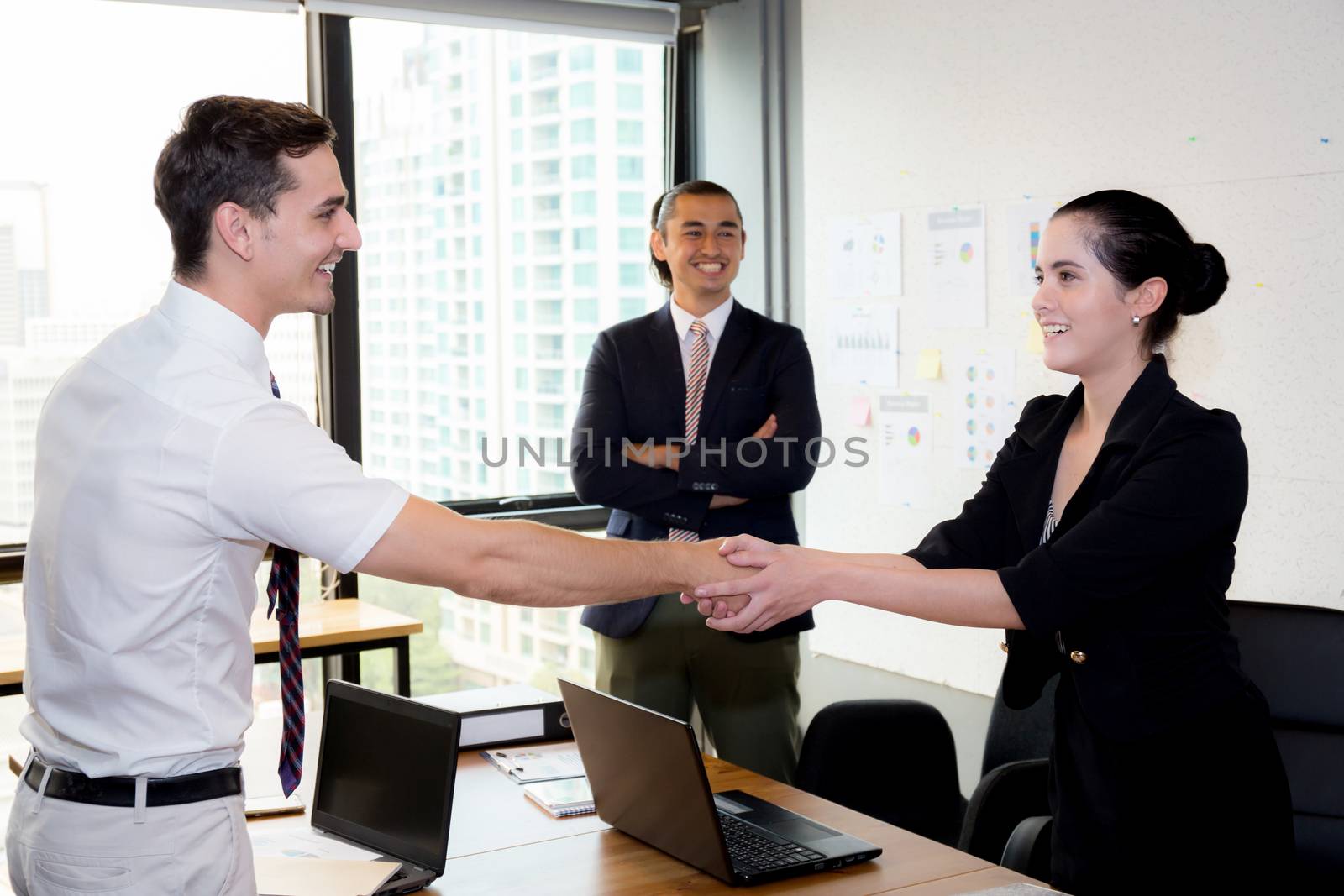 successful business partner shaking hands after with meeting in the office.