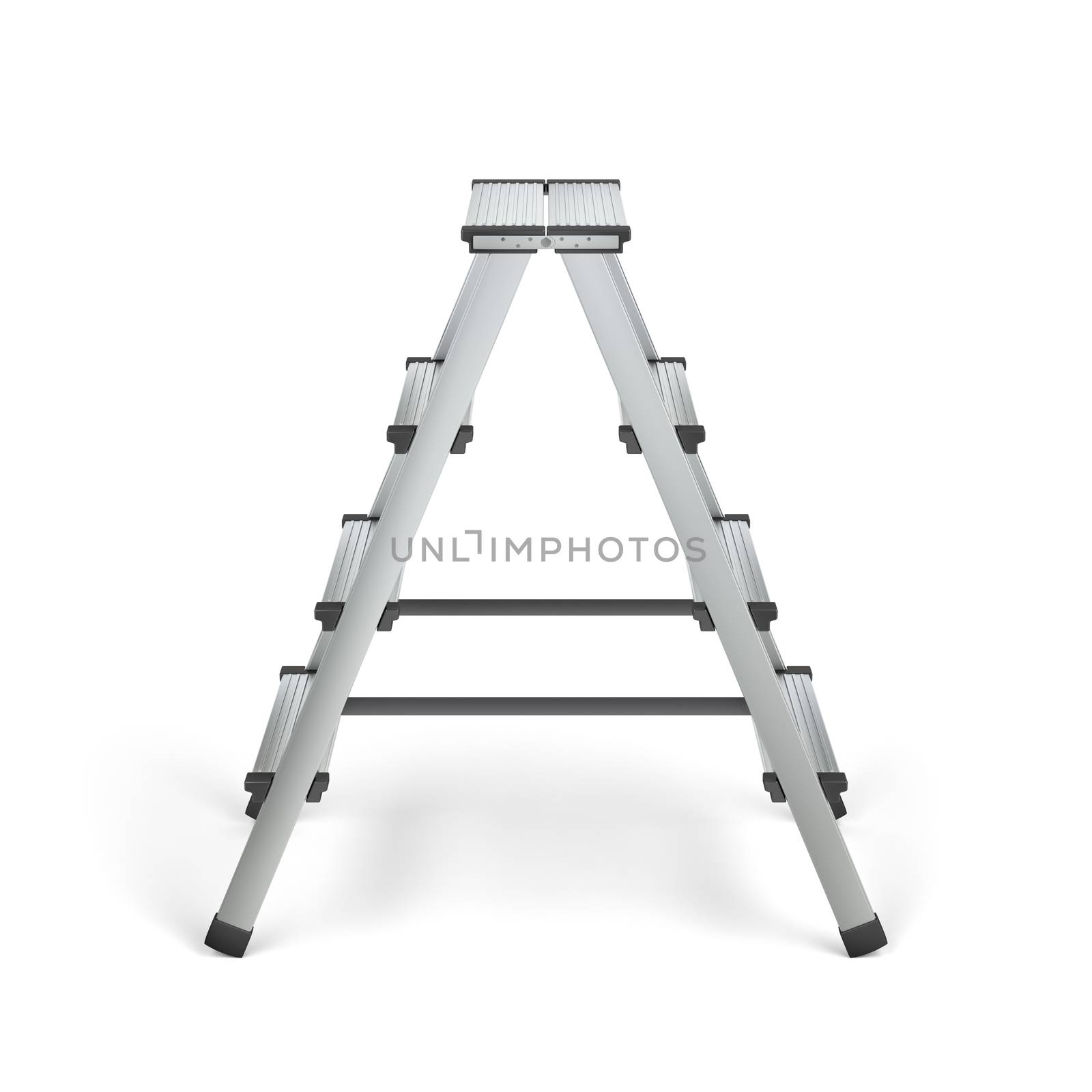 Aluminum stepladder on white by magraphics