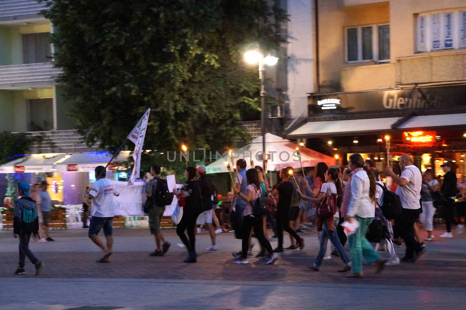 Varna, Bulgaria - June 13, 2020: a protest rally on the main street of Varna. by Annado