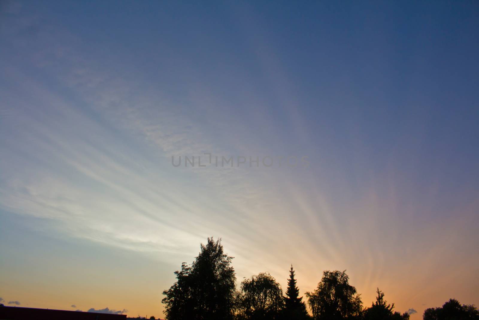 Rare, beautiful cloud formation at sunset in the evening by Arkadij