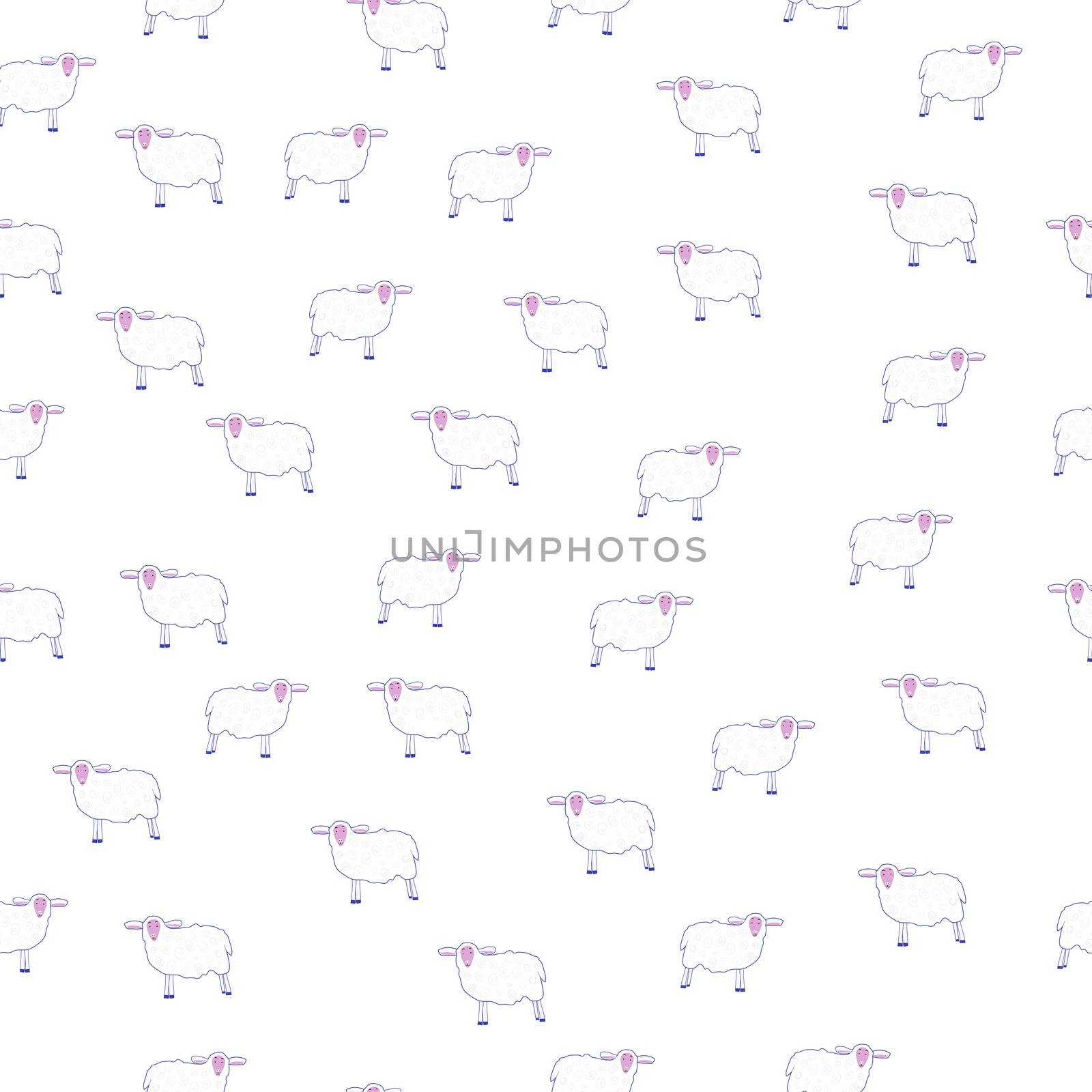 Seamless pattern of lamb. Background of rams. Illustration for textiles and wallpaper by zaryov
