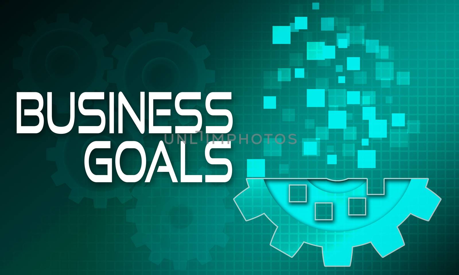 Business goals with blue digital cogwheels by tang90246