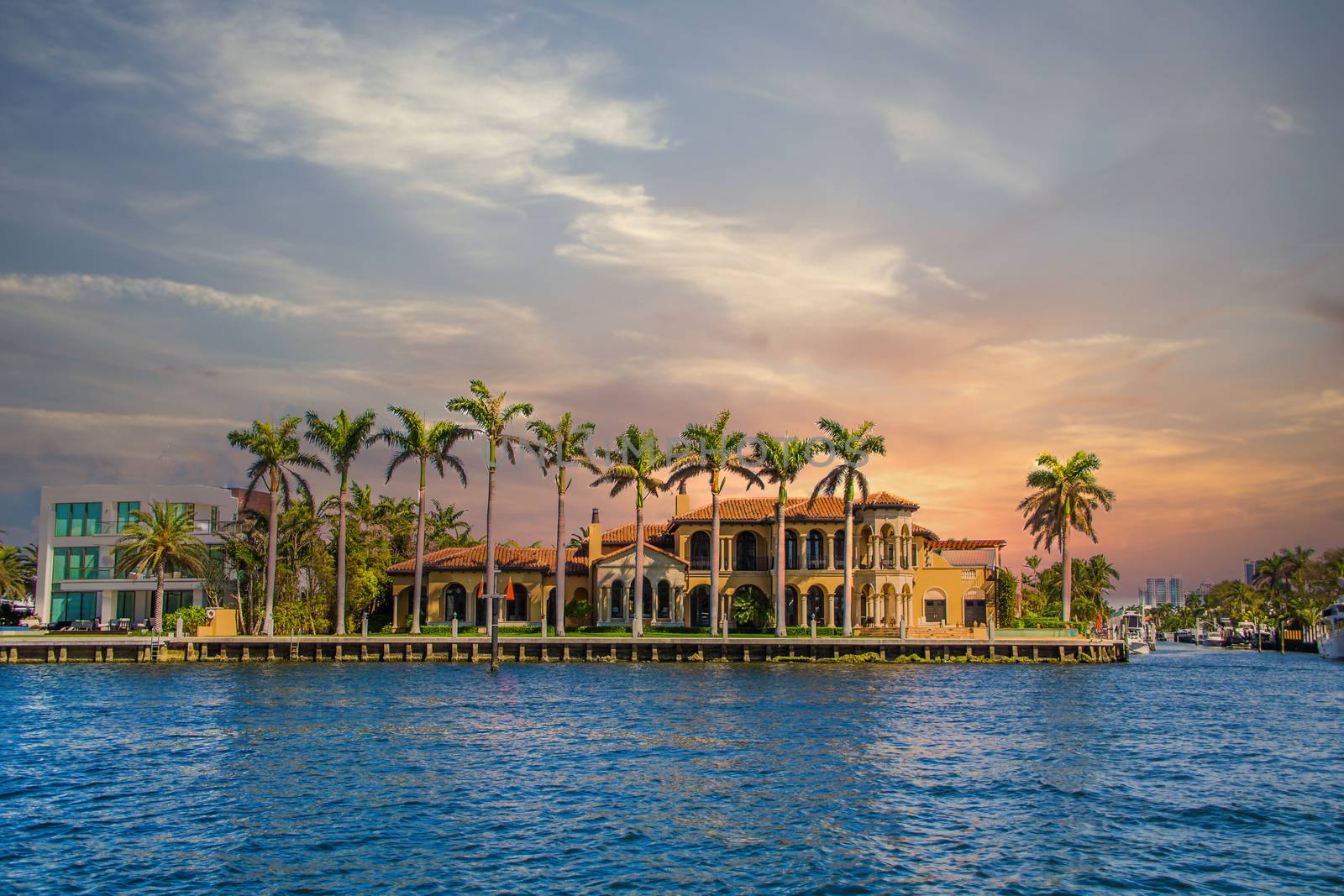 Large House in Fort Lauderdale at Sunset by dbvirago