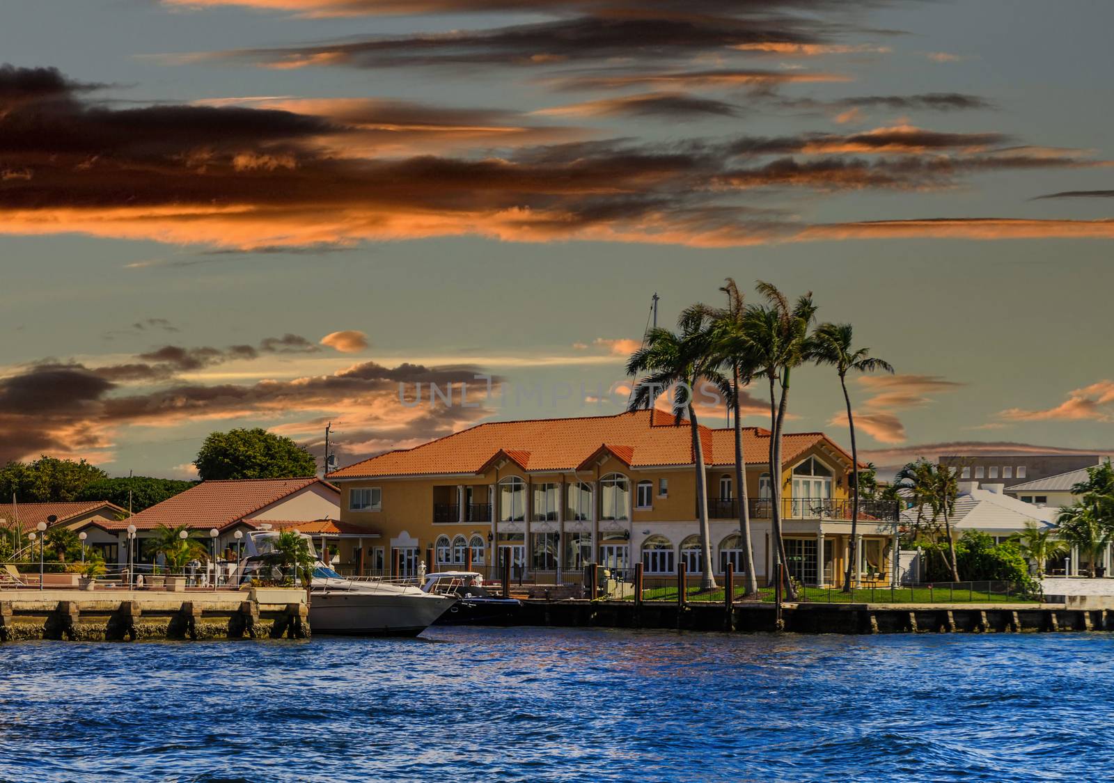 Large House in Fort Lauderdale at Sunset by dbvirago