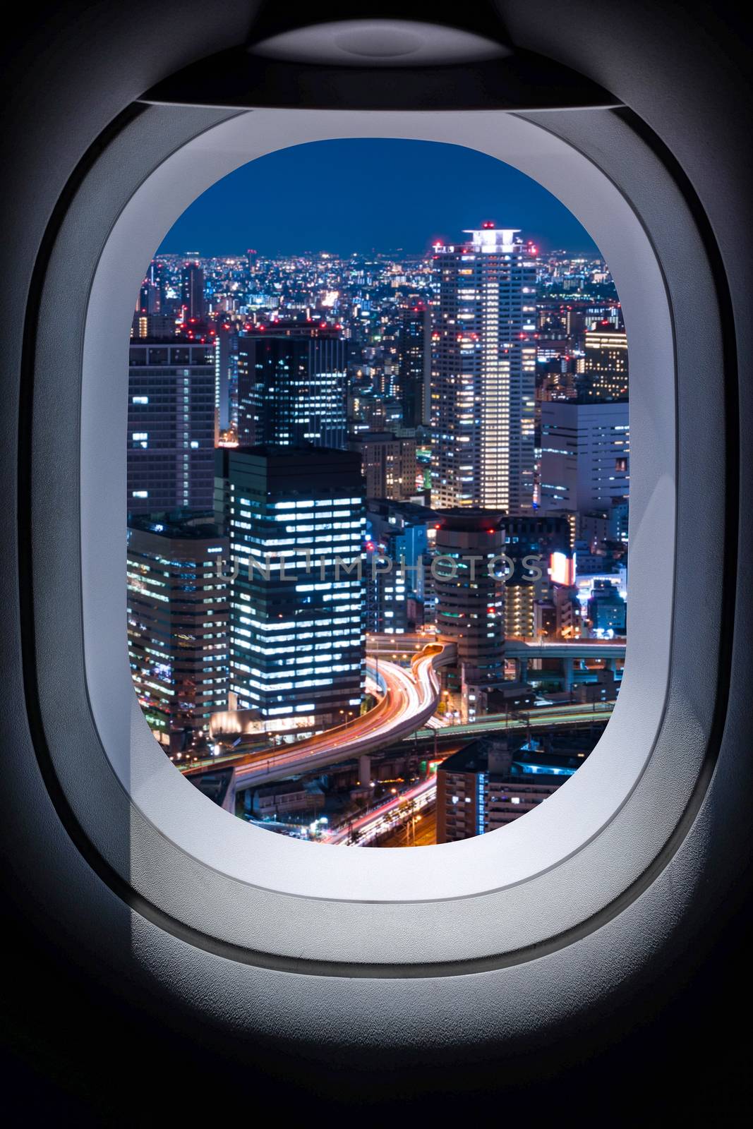 
Beautiful japan cityscape from aircraft window by Surasak