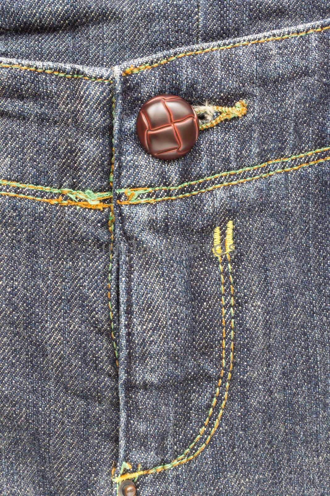 Crotch Jeans Texture Background and Brown Button. Crotch Jeans Background and Brown Button for Apparel Design