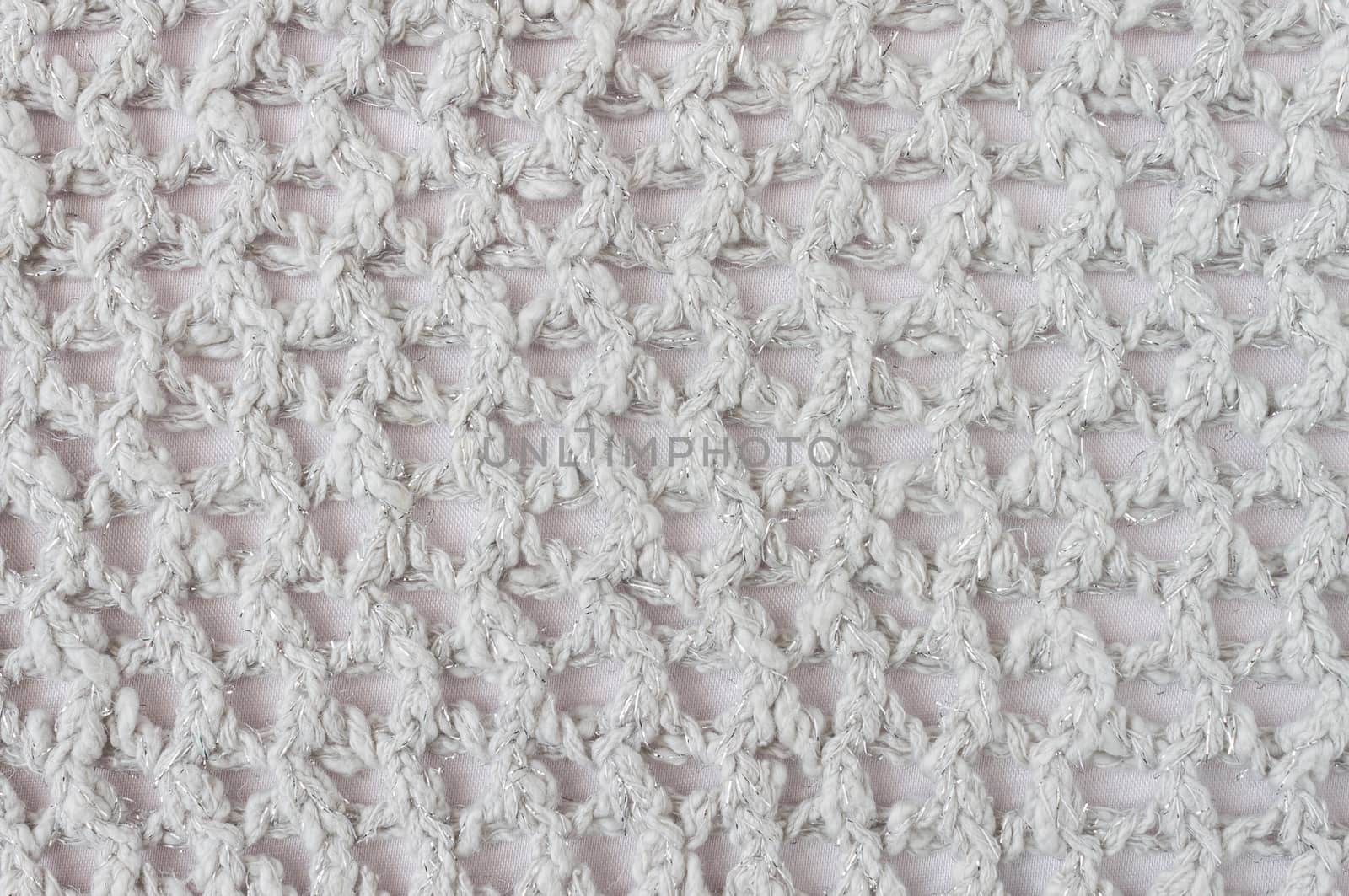 White Knitting Pattern or Knitted Pattern Background in macro style. Knitting Pattern or Knitted Pattern in vintage style for design