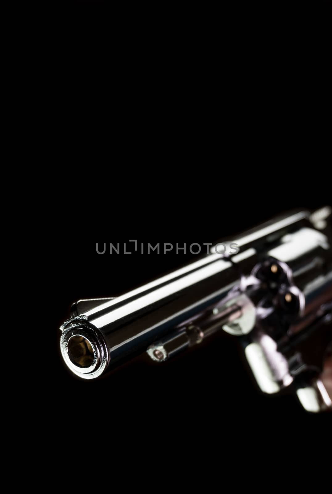 Stainless Gun or Shooter on Black Background Book Cover Style by steafpong