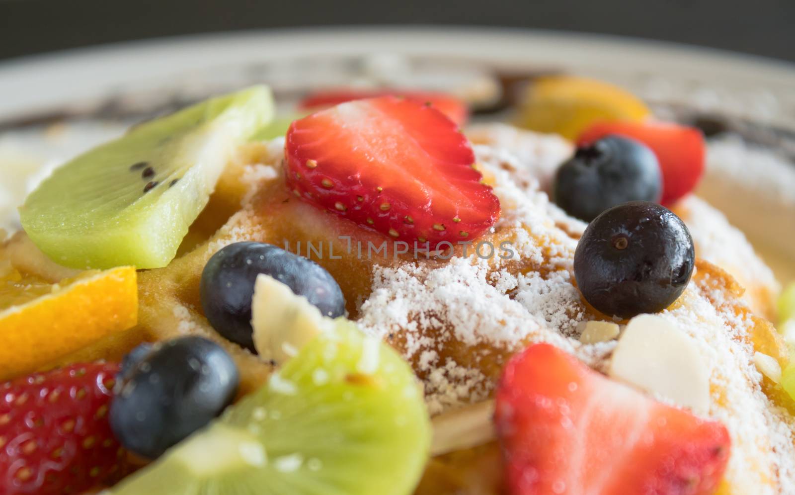 Strawberry Blueberry Kiwi Lemon Waffle Dessert by steafpong