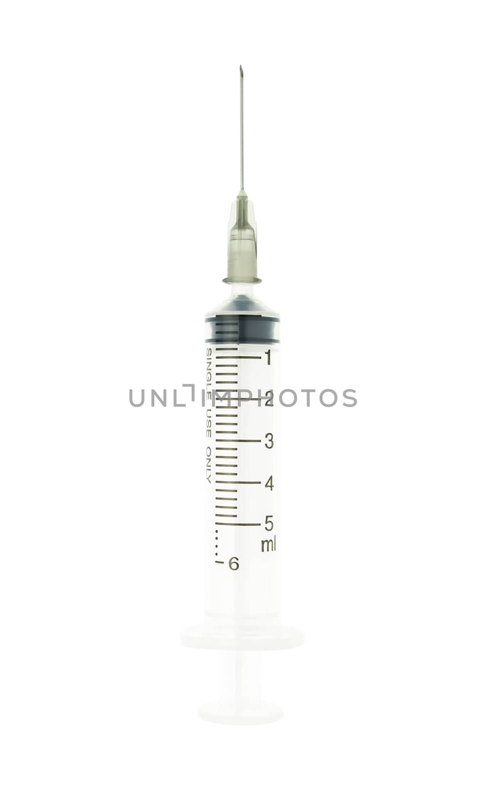 Black Syringe Isolated on White Background on Vertical View by steafpong