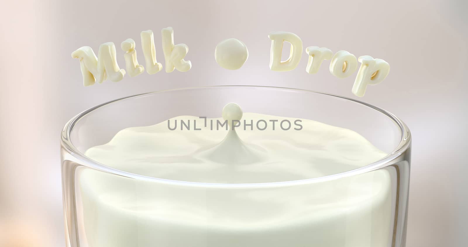 3d rendering of a drop of milk in a glass. by FREEDOM-ELEMENT