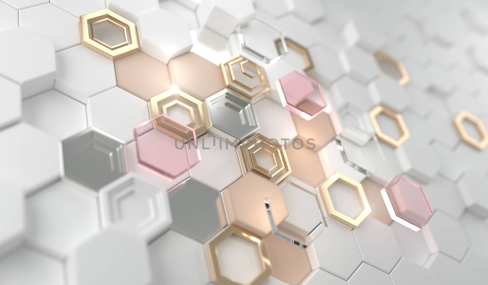 3d rendering of white hexagonal. by FREEDOM-ELEMENT