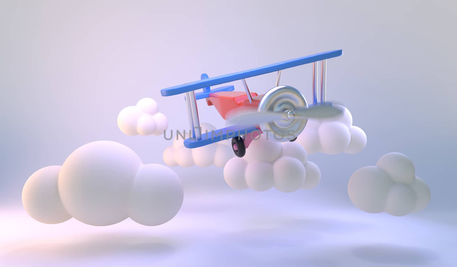 3d rendering of toy airplane and clouds. by FREEDOM-ELEMENT