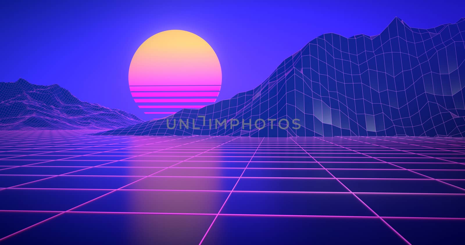 3d rendering of sunset vintage background.
