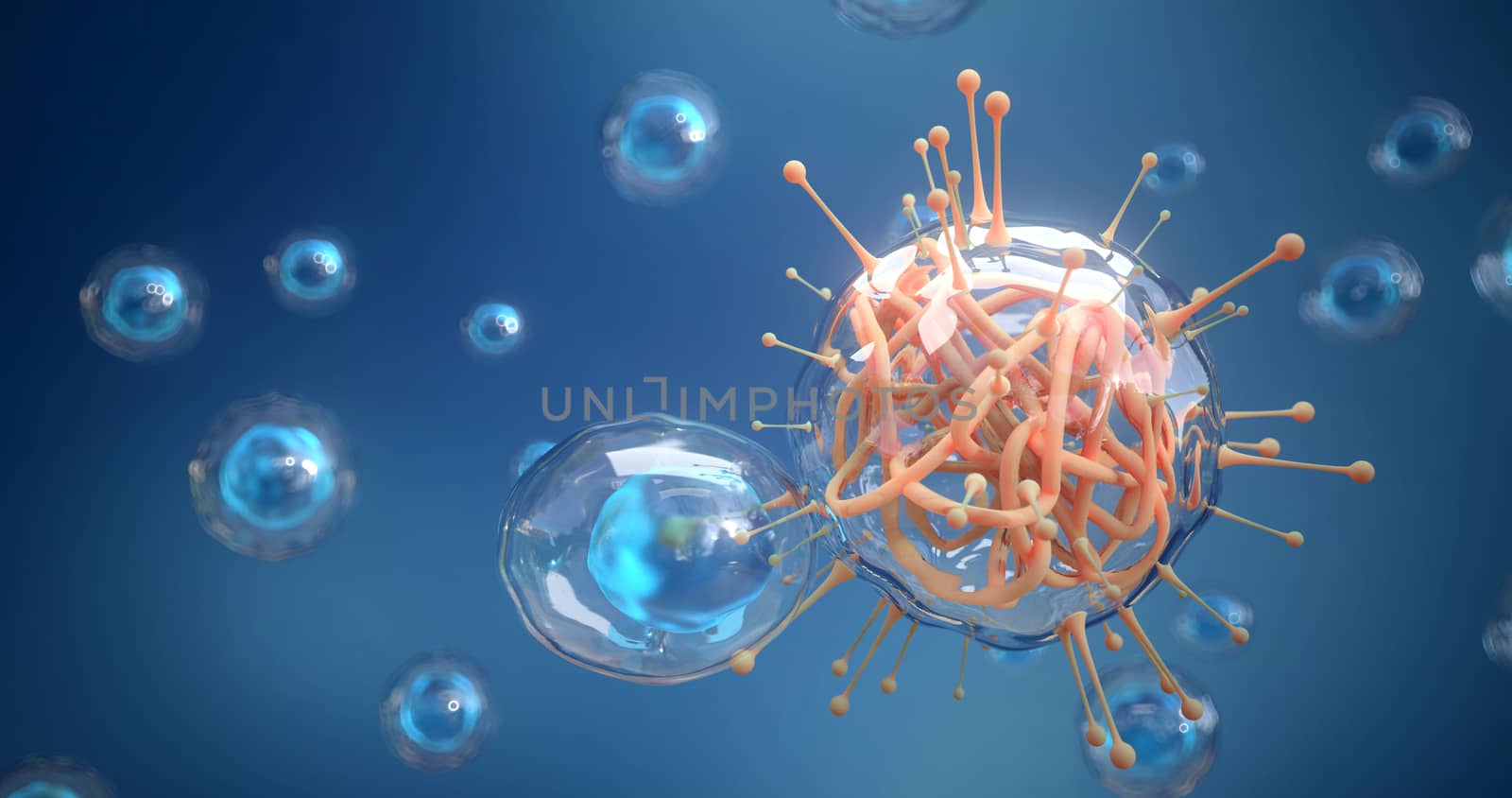 3d rendering of virus and cell. by FREEDOM-ELEMENT