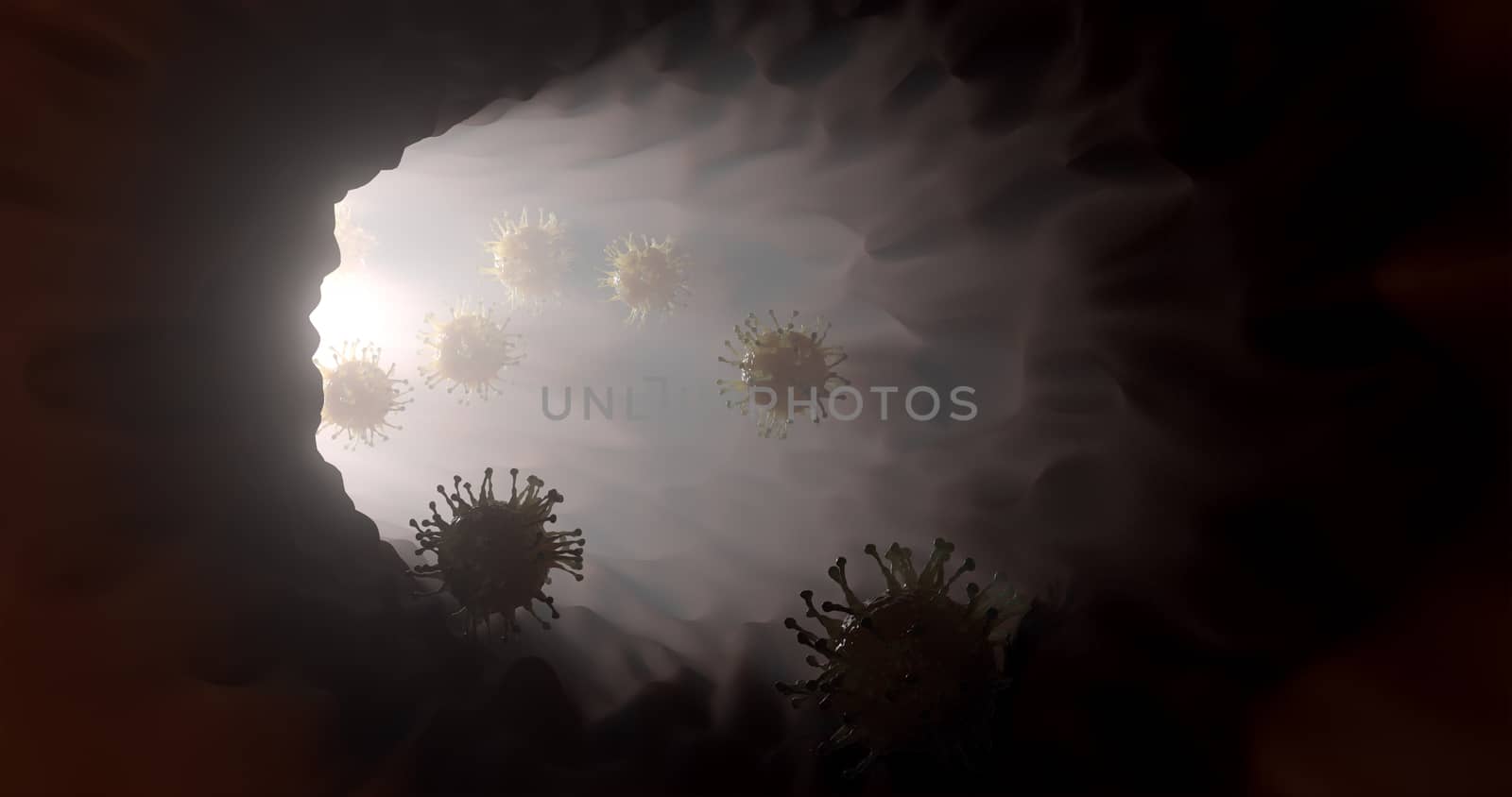 3d rendering of virus and Blood vessels. by FREEDOM-ELEMENT