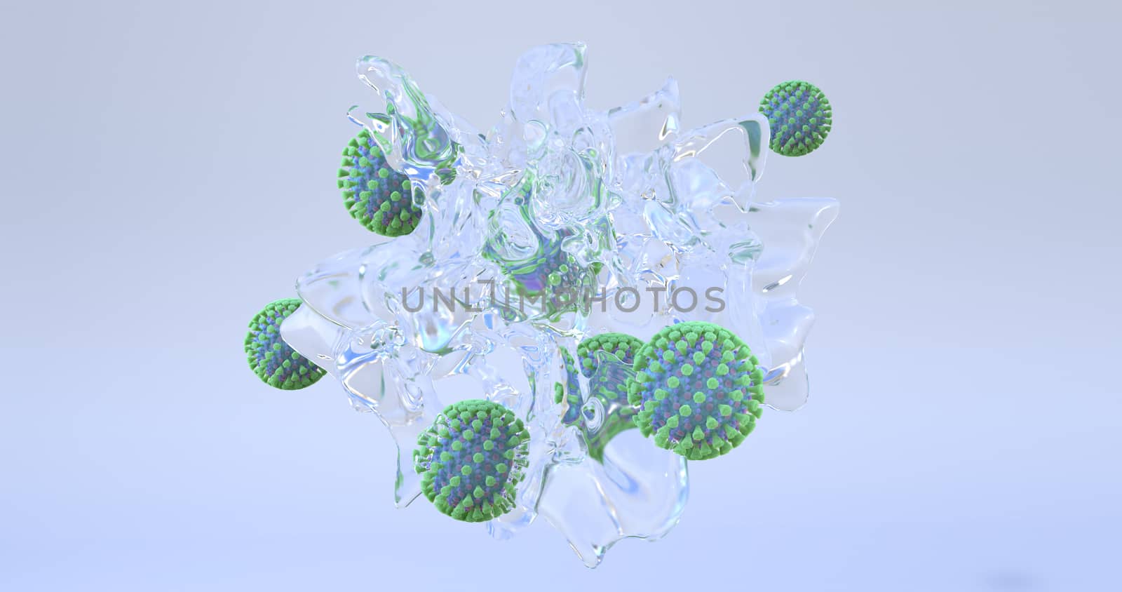 3d rendering of virus and water. by FREEDOM-ELEMENT