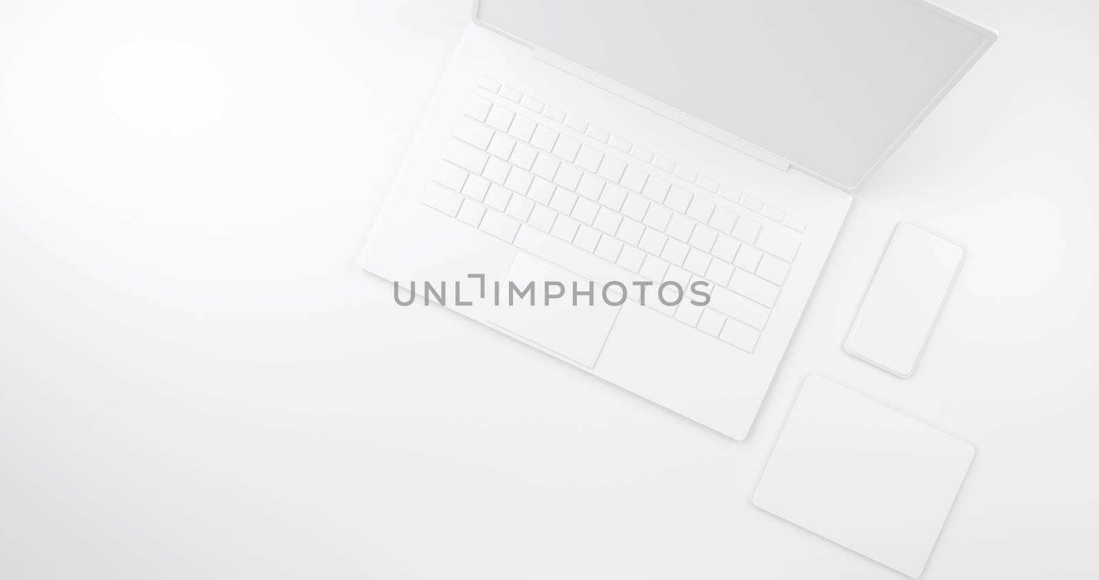 3d rendering of white laptop and smartphone. by FREEDOM-ELEMENT