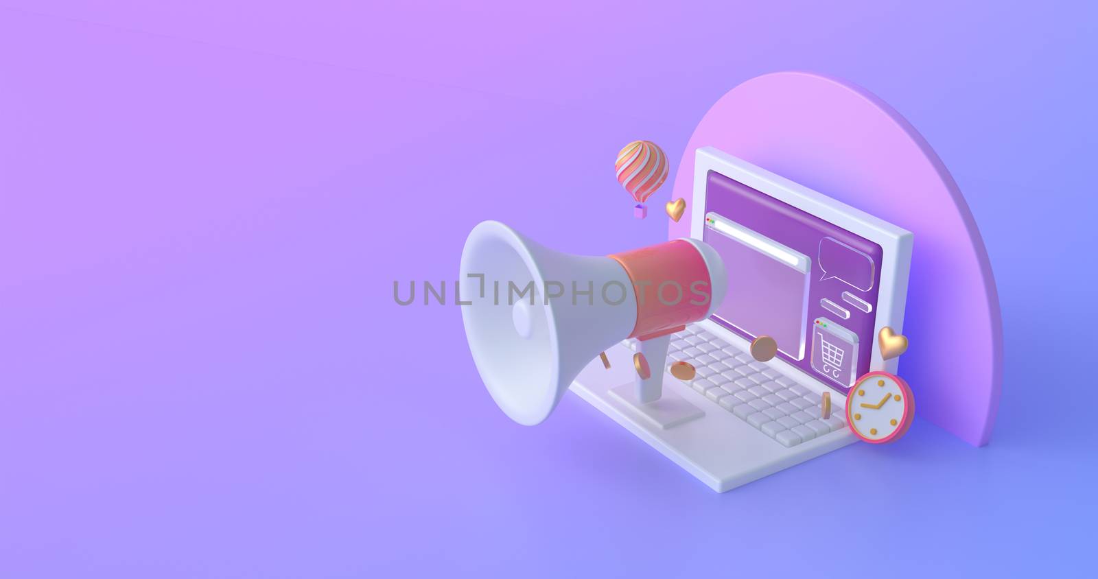 3d rendering of magaphone and laptop. by FREEDOM-ELEMENT
