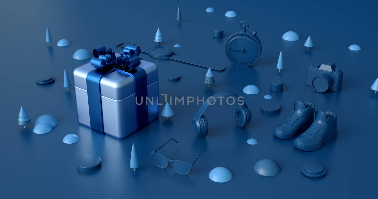 3d rendering of gift box and Christmas tree. by FREEDOM-ELEMENT