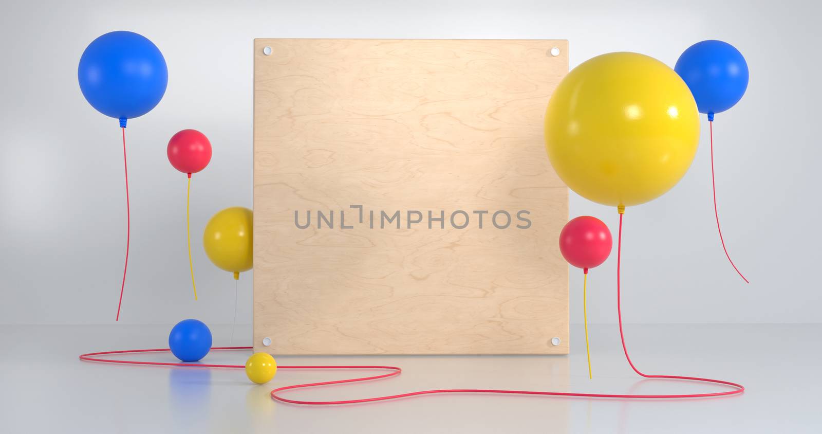 3d rendering of balloon and wood square. by FREEDOM-ELEMENT