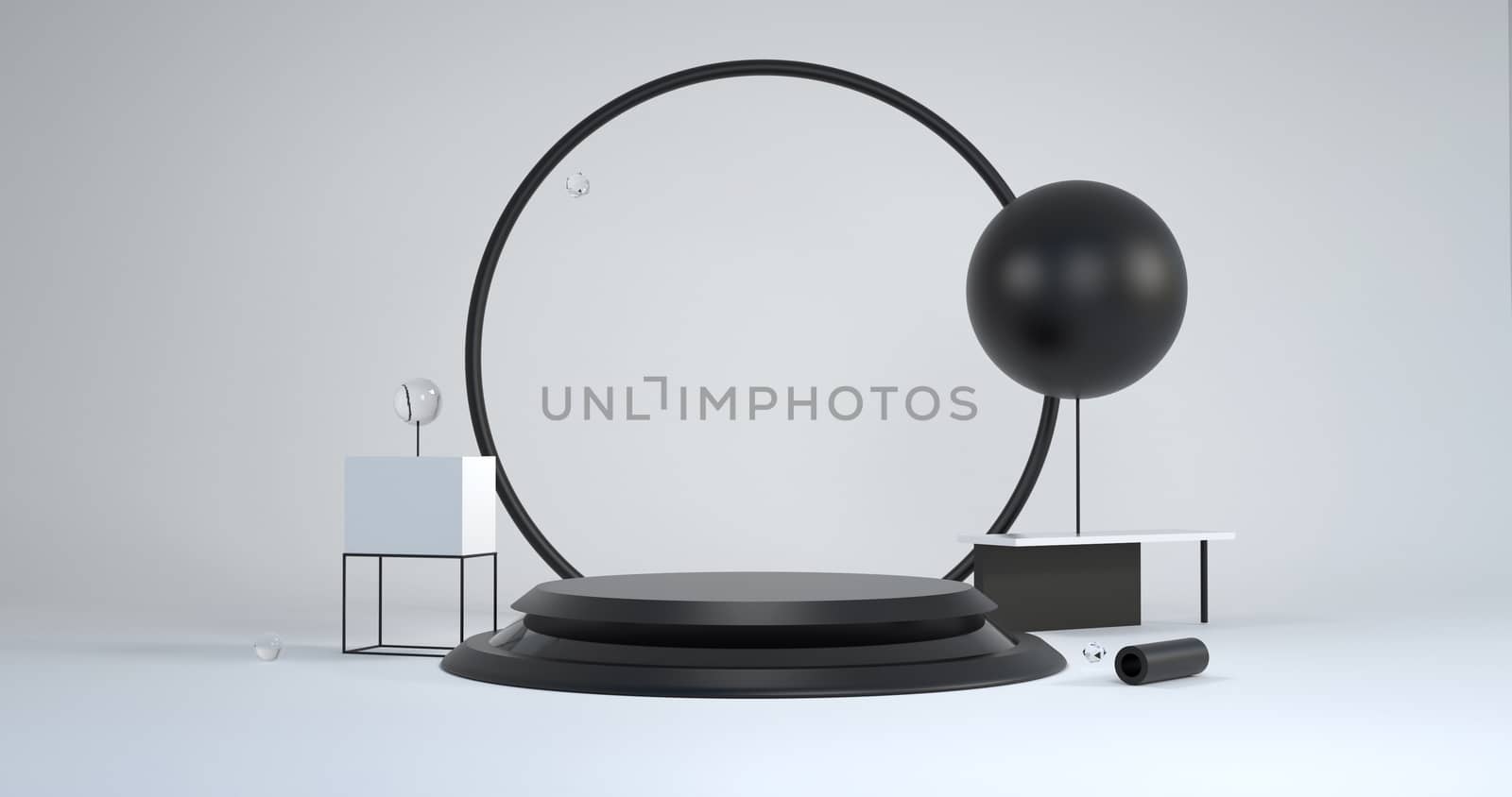 3d rendering of black podium.