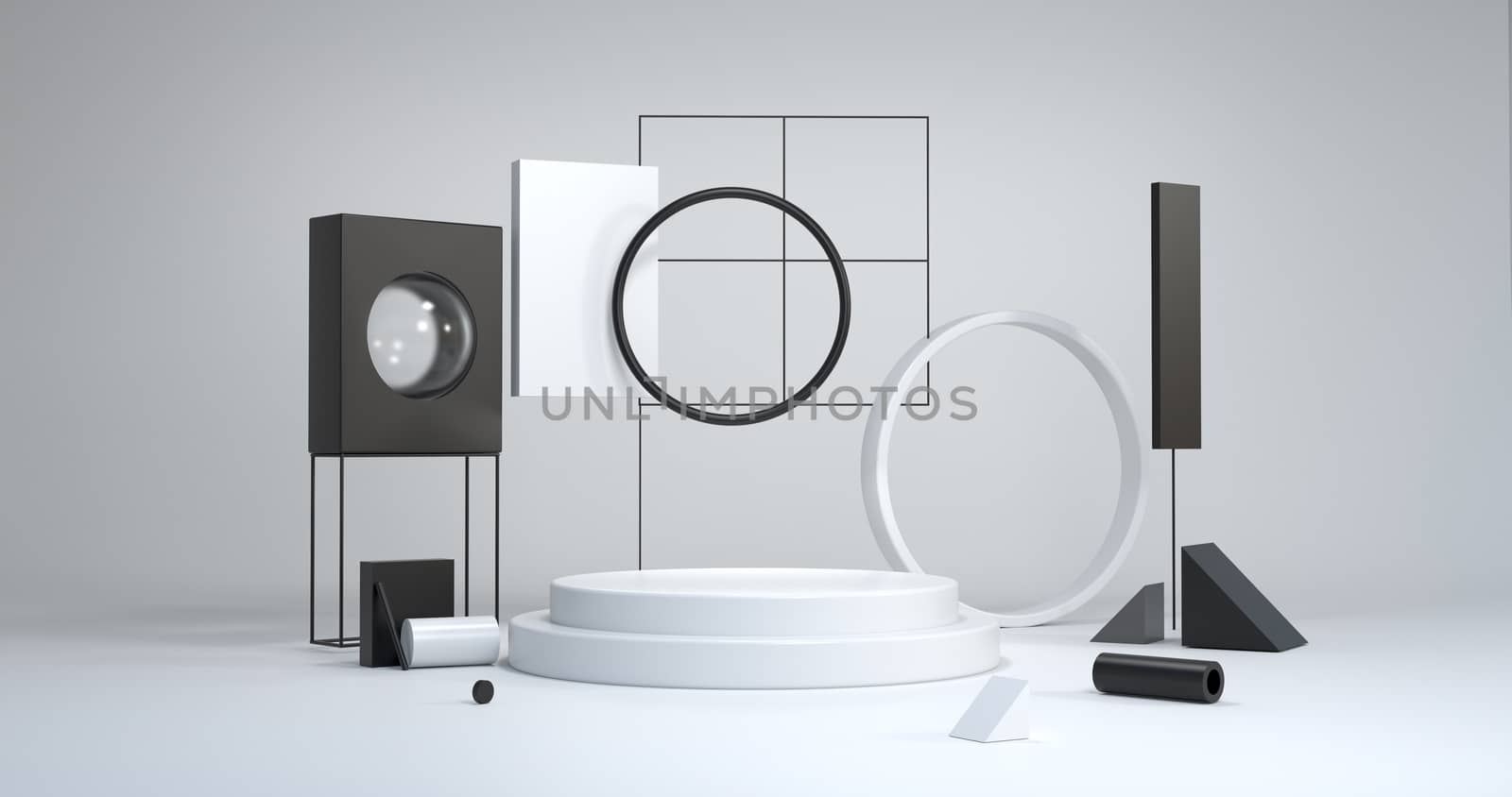 3d rendering of white podium. by FREEDOM-ELEMENT