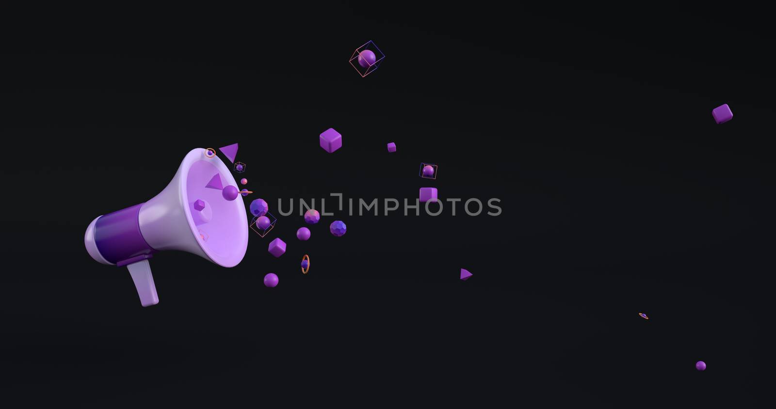 3d rendering of Megaphone with geometric. by FREEDOM-ELEMENT