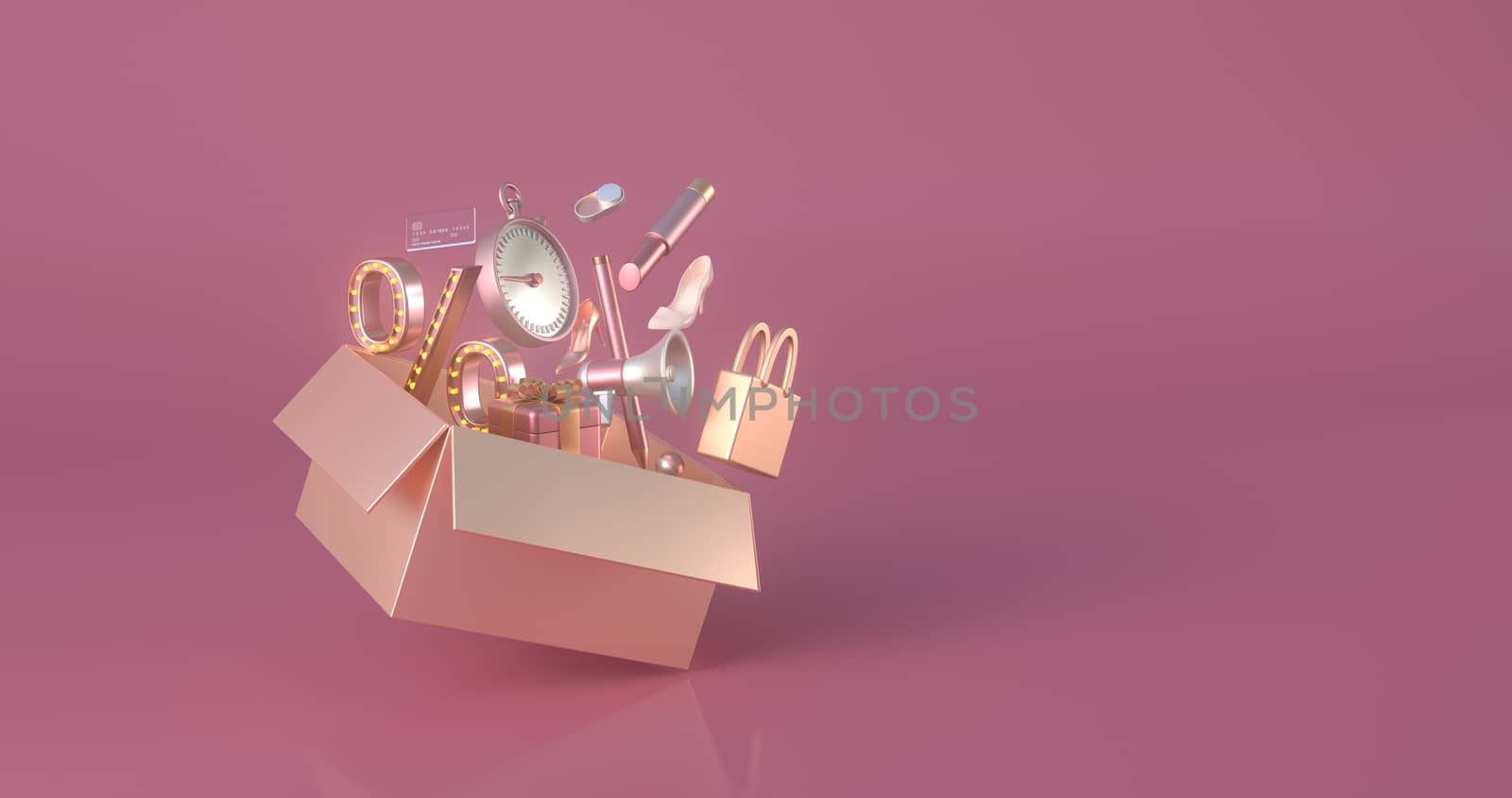 3d rendering of golden box. by FREEDOM-ELEMENT