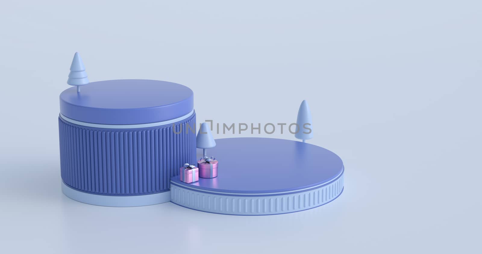 3d rendering of podium and gift.