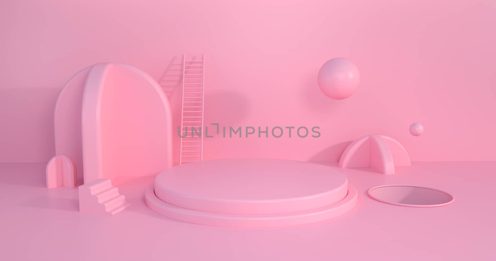 3d rendering of pink podium display. by FREEDOM-ELEMENT
