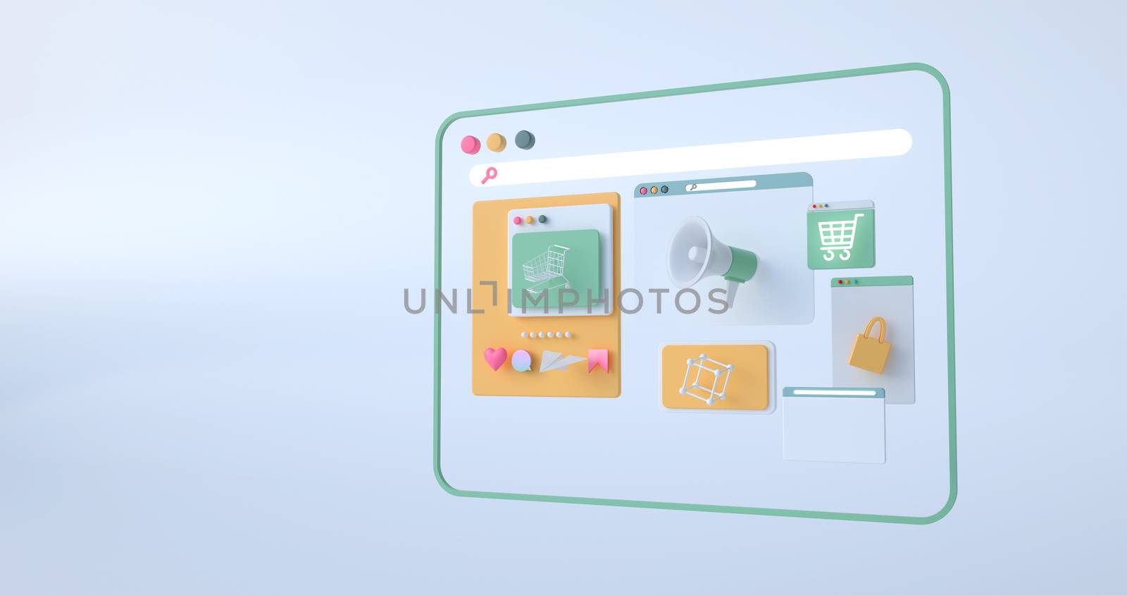 3d rendering of web icons.