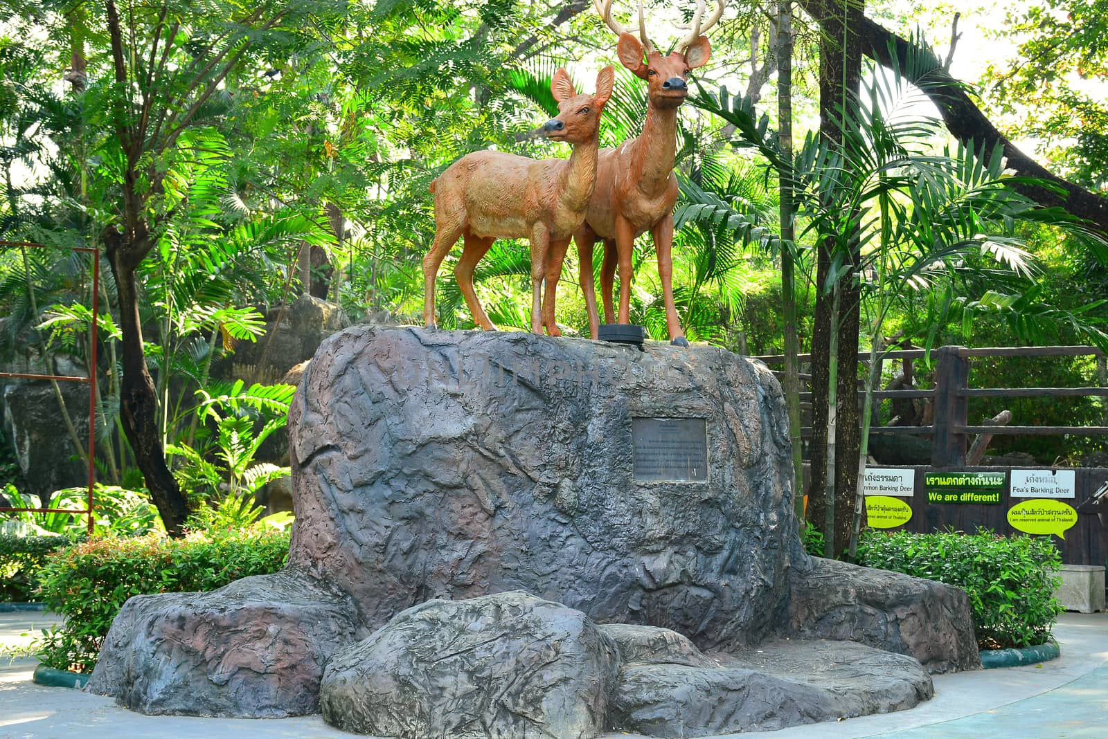 BANGKOK, TH - DEC 13: Deer statue at Dusit Zoo on December 13, 2016 in Khao Din Park, Bangkok, Thailand. Dusit Zoo is the oldest zoo in Bangkok, Thailand.