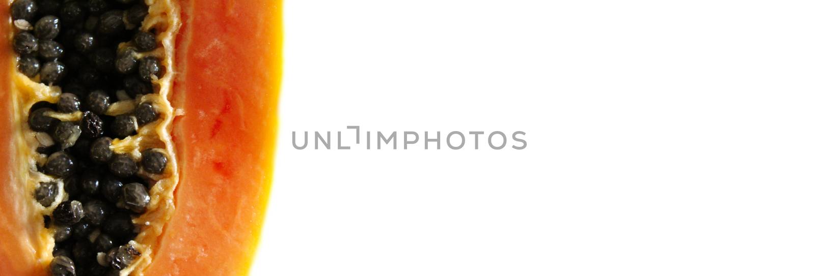 Banner of papaya fruit. Papaya fruit isolated on a white background.