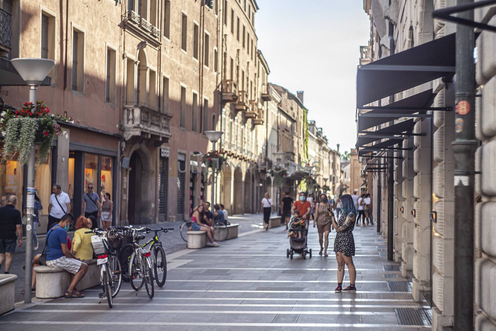 PADOVA, ITALY 17 JULY 2020: Real life scene in Padua street with people