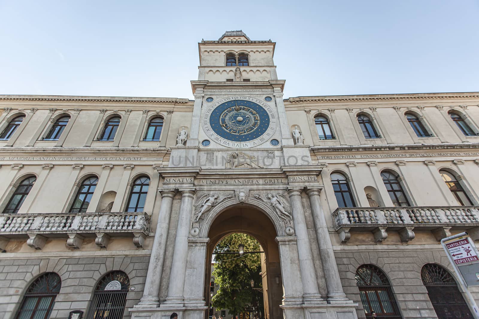 PADOVA, ITALY 17 JULY 2020: Clock tower in Padua in Italy