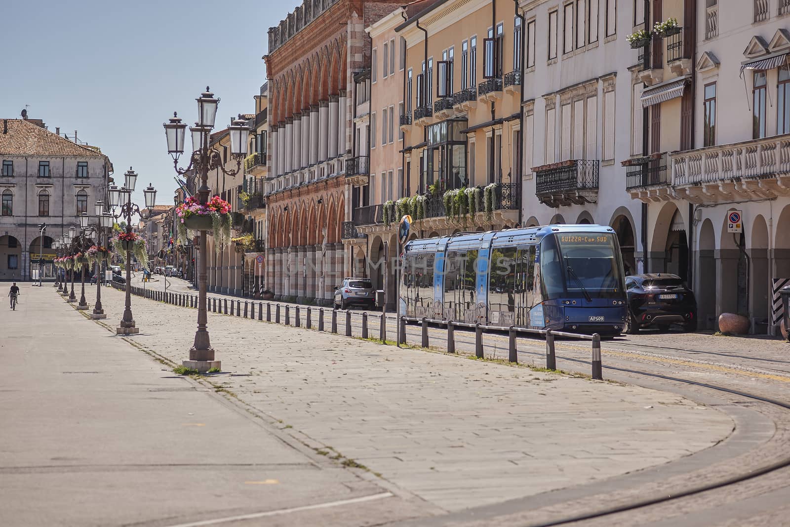 A tram goes through the street of Padua in Italy by pippocarlot