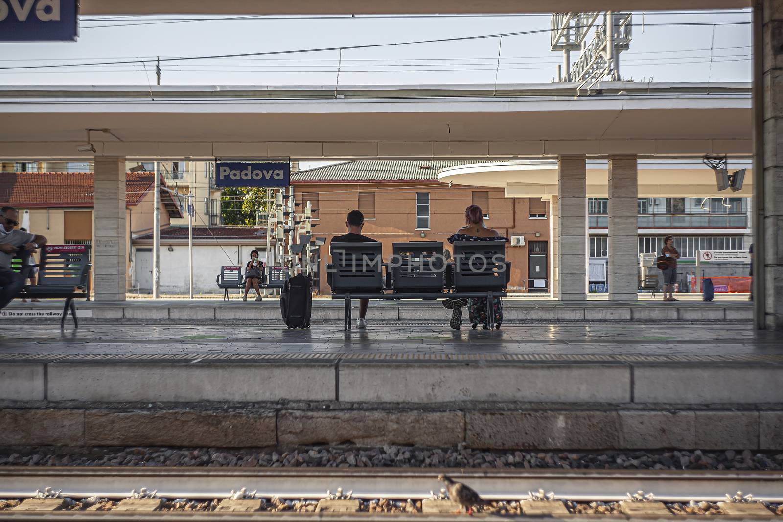 PADOVA, ITALY 17 JULY 2020: Padua railway station with people