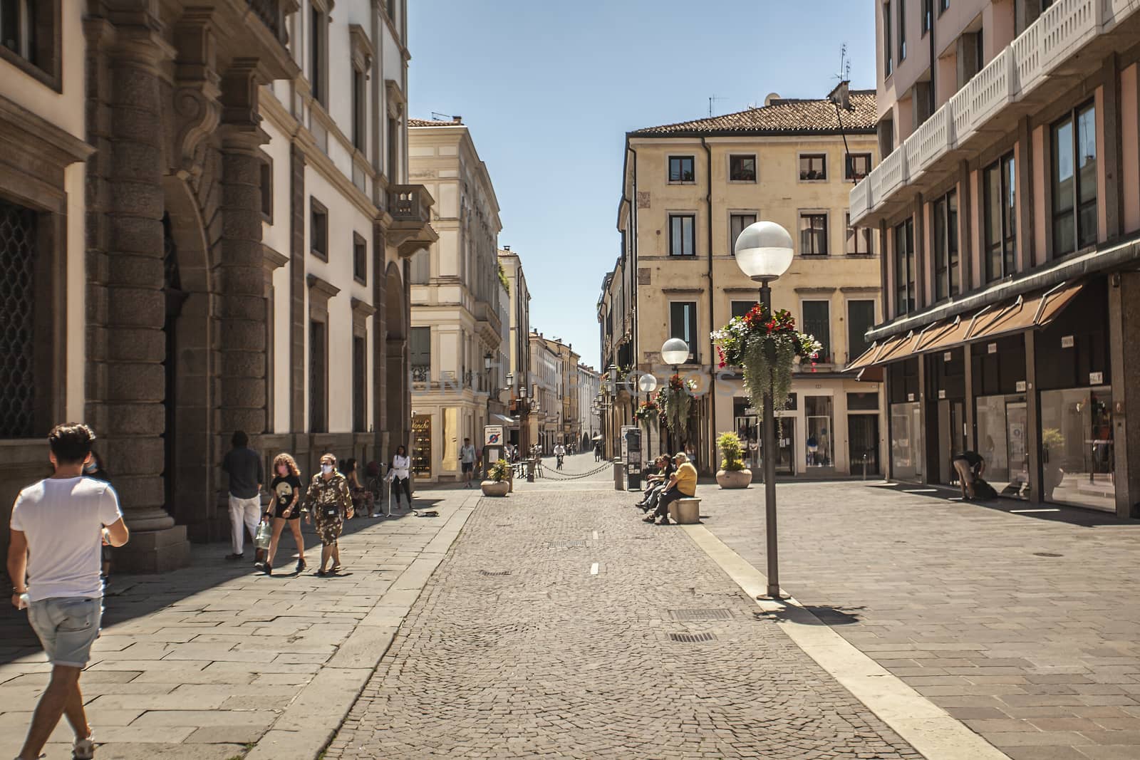 PADOVA, ITALY 17 JULY 2020: Real life scene in Padua street with people