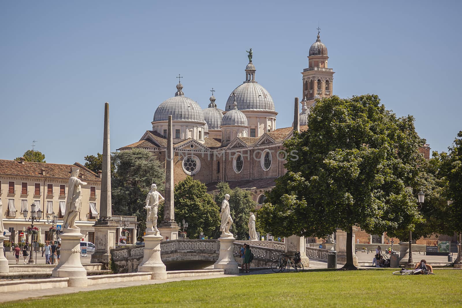 PADOVA, ITALY 17 JULY 2020: Prato della Valle, a famous square in Padua city in Italy