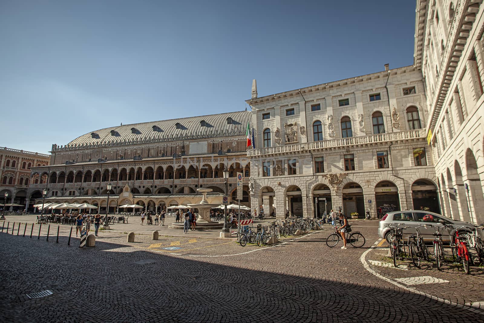 PADOVA, ITALY 17 JULY 2020: Piazza dei Signori in Padua in Italy, one the most famous place in the city