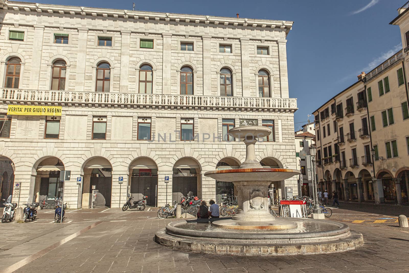 PADOVA, ITALY 17 JULY 2020: Piazza dei Signori in Padua in Italy, one the most famous place in the city