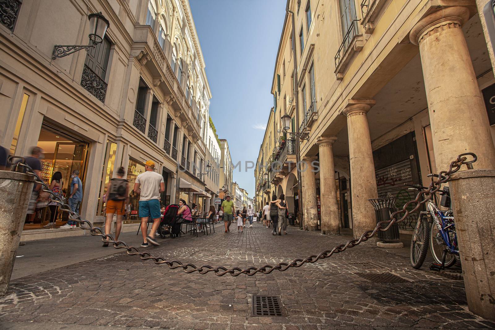 PADOVA, ITALY 17 JULY 2020: Real life scene in Padua street with people