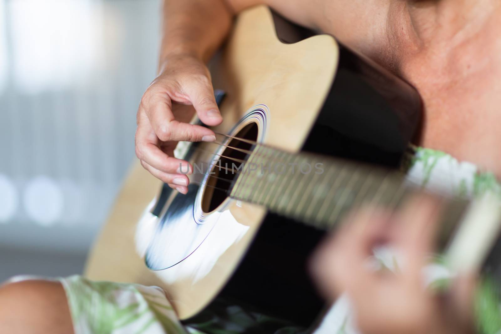 Woman Playing Ccoustic Guitar Abstract. by Feverpitched