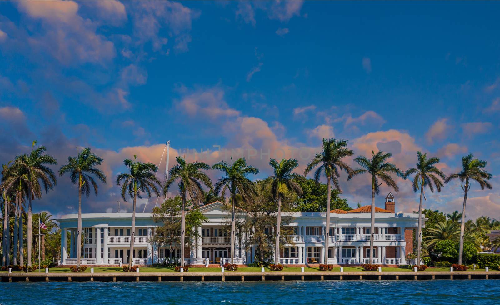 Large House in Lauderdale with Columns at Dusk by dbvirago