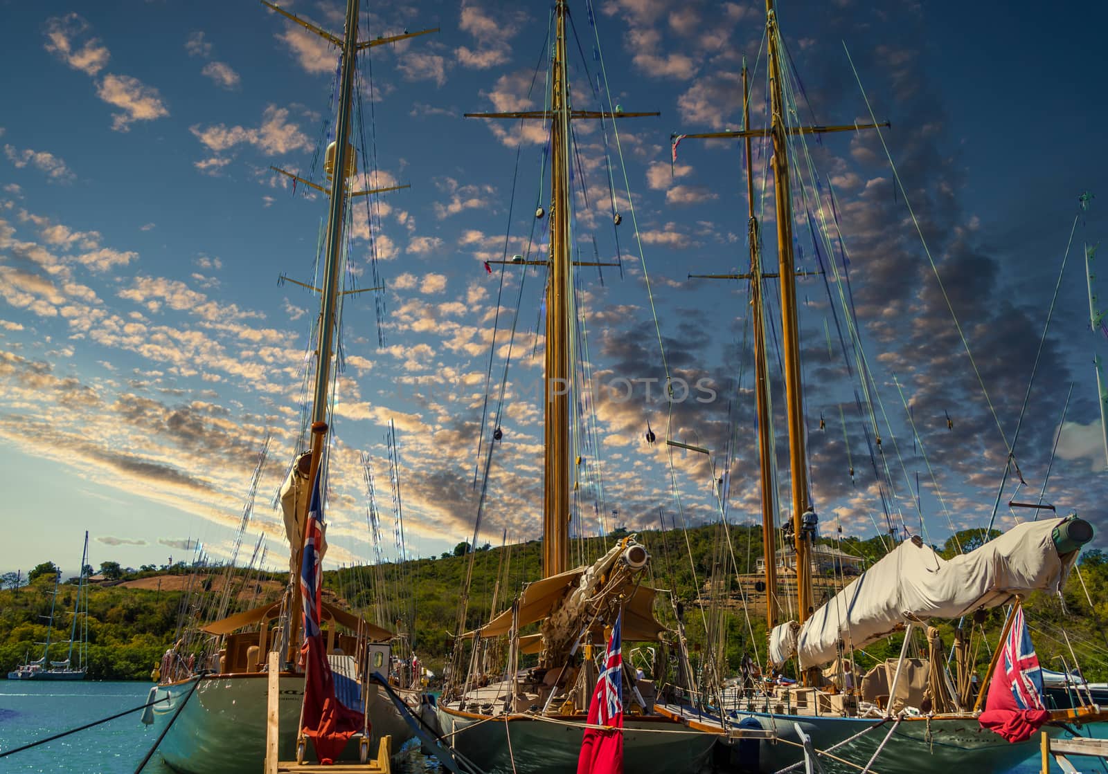 Three Masts In Nelson's Dockyard on Antigua