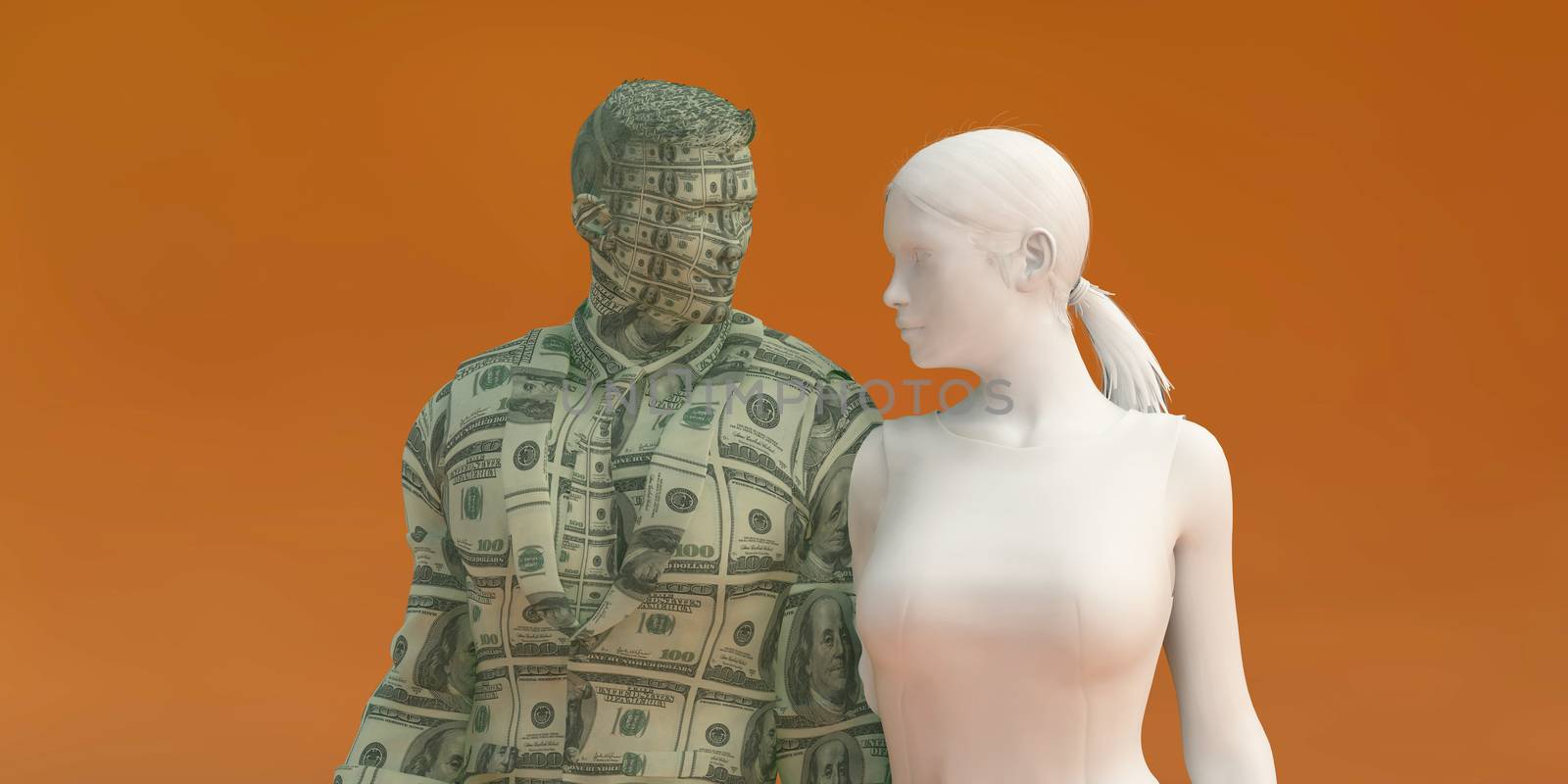 Woman Feigning Intimacy for Money and Wealth of a Man