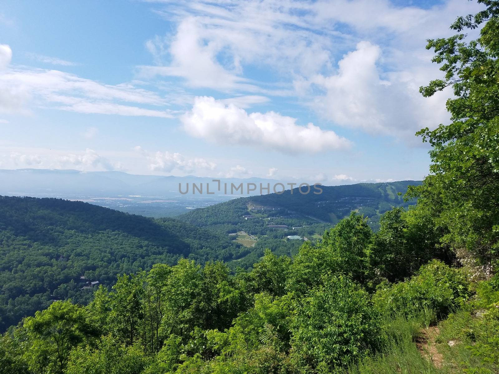 hills in Virginia, United States, with green trees and plants and clouds