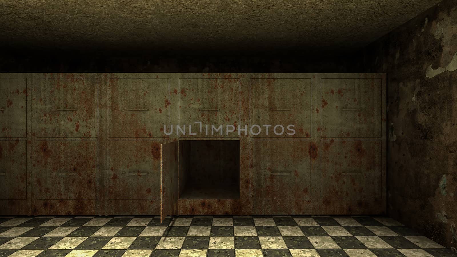 horror and creepy mortuary in the hospital .3D rendering by anotestocker