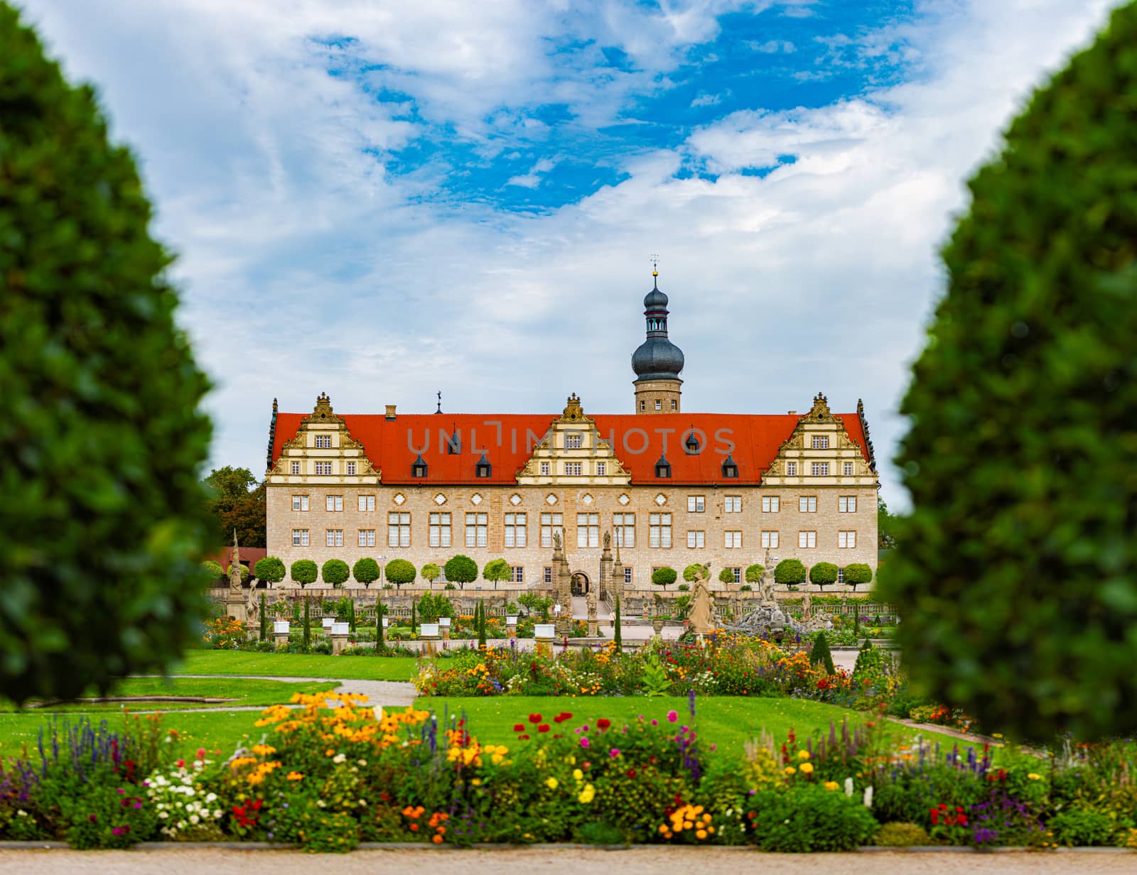 View of the 12th century Weikersheim Palace (Schloss Weikersheim), a palace in Weikersheim, Baden-WŸrttemberg, Germany.